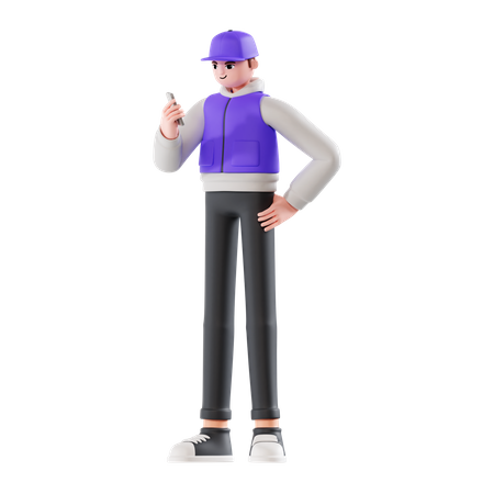 Delivery Man checking delivery location  3D Illustration