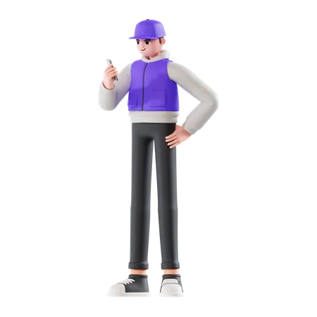 Delivery Man checking delivery location  3D Illustration