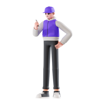 Delivery Man checking delivery location  3D Illustration