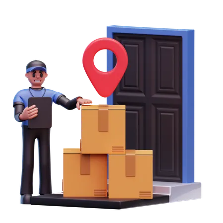 Delivery Man Checking Order List  3D Icon