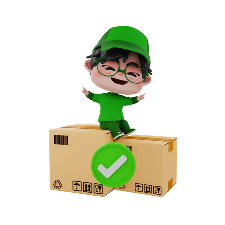 Delivery man completed delivery  3D Illustration