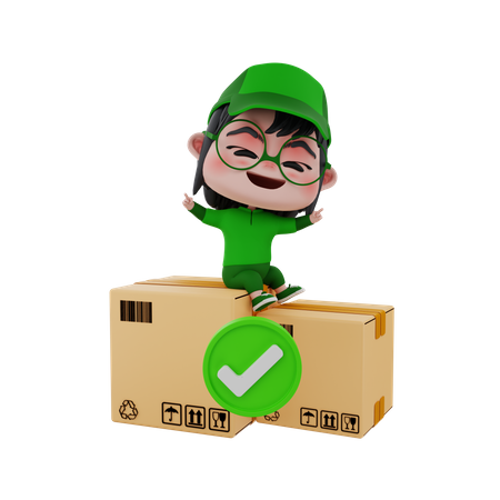 Delivery man completed delivery  3D Illustration