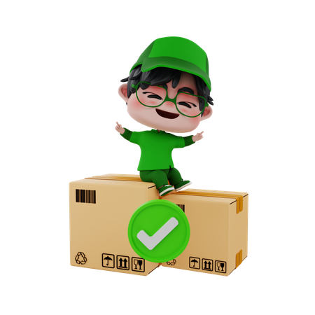 Delivery man completed delivery  3D Illustration