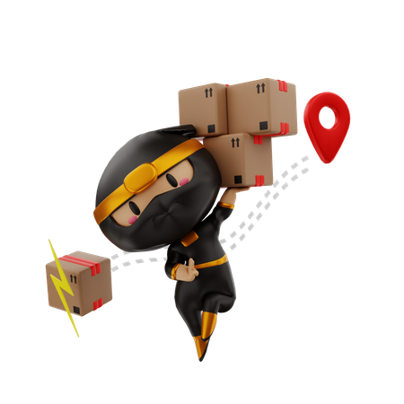 Delivery man deliver parcel 3D Illustration