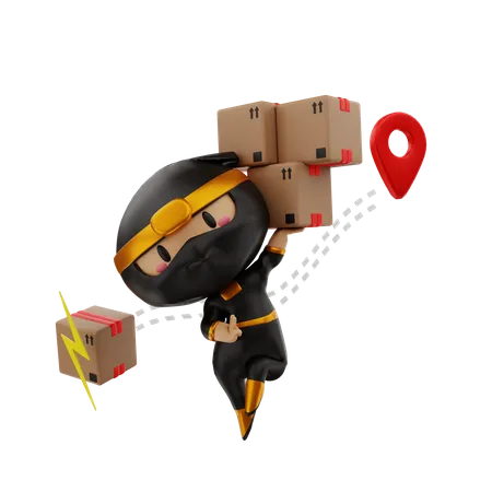 Delivery man deliver parcel 3D Illustration