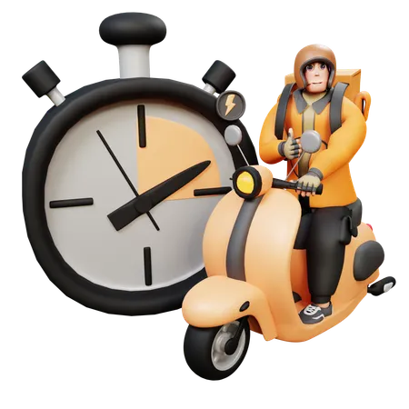 Delivery Man Delivered On Time  3D Illustration