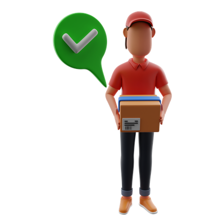 Delivery Man Delivered Package Successfully  3D Illustration