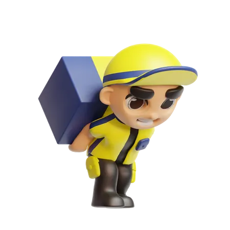 Delivery man delivering consignment  3D Icon