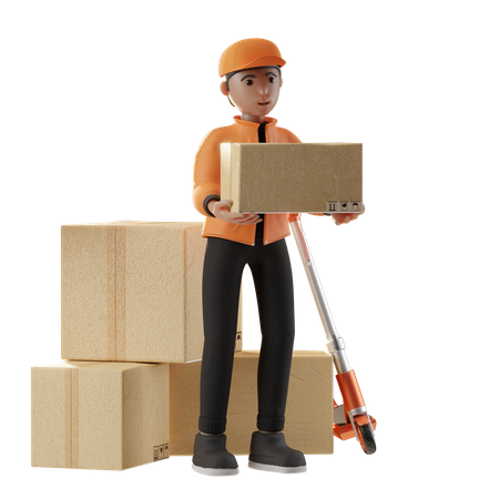 Delivery man Delivering Courier  3D Illustration