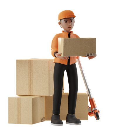 Delivery man Delivering Courier 3D Illustration