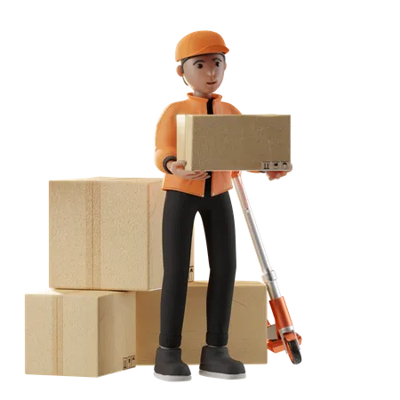 Delivery man Delivering Courier  3D Illustration