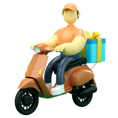 Delivery man delivering gift  3D Illustration