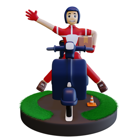 Delivery man delivering package  3D Illustration