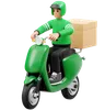 Delivery man delivering packages using a scooter