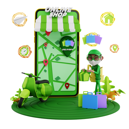 Delivery man delivering parcel  3D Icon