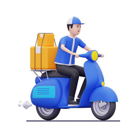 Delivery man delivering product  3D Illustration