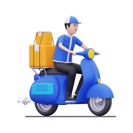 3 D Delivery Man Delivering Product Illustration 3D Illustration
