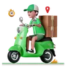 Delivery man delivering product on scooter