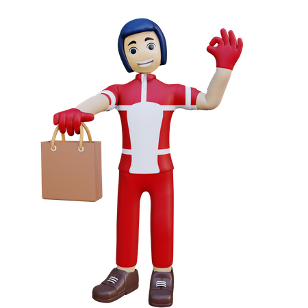 Delivery Man Doing Delivery  3D Illustration