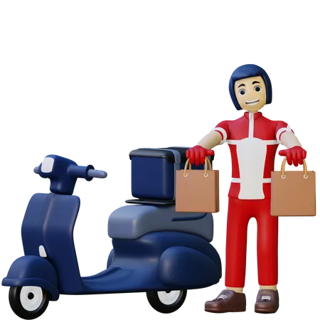 Delivery Man Doing Delivery  3D Illustration