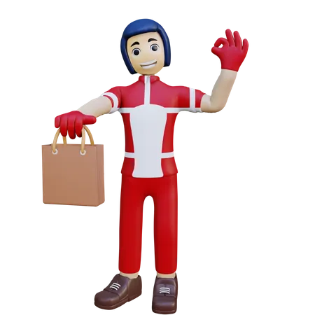 Delivery Man Doing Delivery 3D Illustration