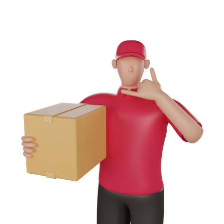 Delivery man doing delivery call  3D Icon
