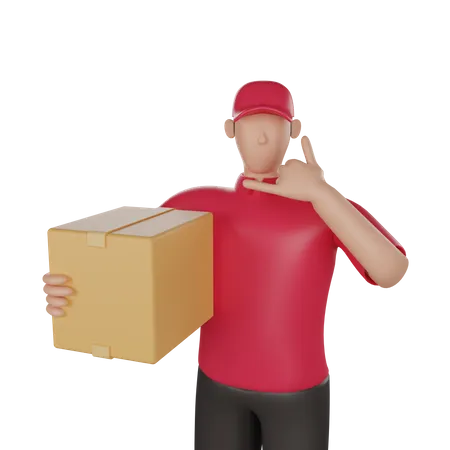 Delivery man doing delivery call  3D Illustration