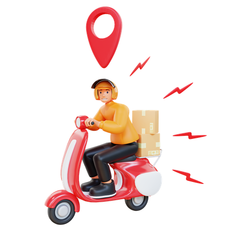 Delivery man doing delivery on location 3D Illustration