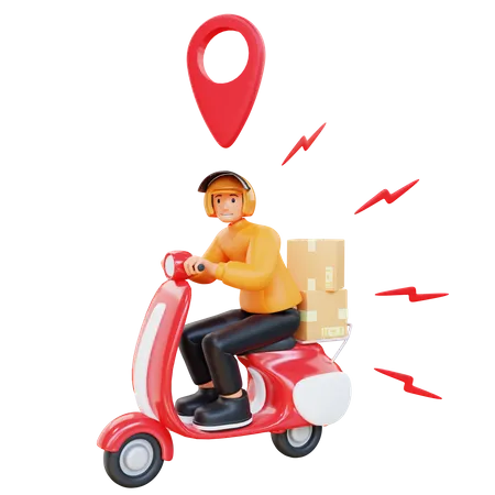 Delivery man doing delivery on location 3D Illustration