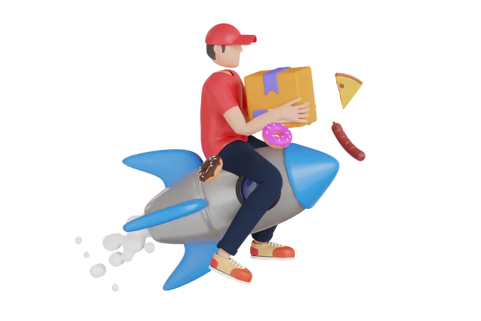 Fast Delivery Package 3 D Illustration Express Delivery Service 3 D Illustration 3D Illustration