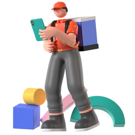 Delivery man doing Food Delivery  3D Illustration