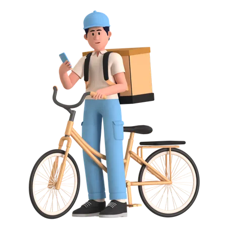 Delivery Man Doing Food Delivery  3D Illustration