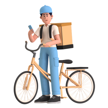Delivery Man Doing Food Delivery  3D Illustration