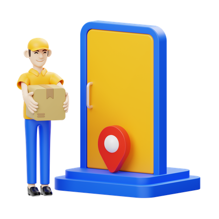 Delivery Man doing home delivery  3D Icon