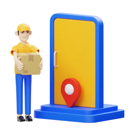 Delivery Man doing home delivery  3D Icon