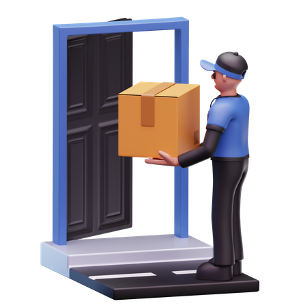Delivery Man Doing Home Delivery  3D Icon