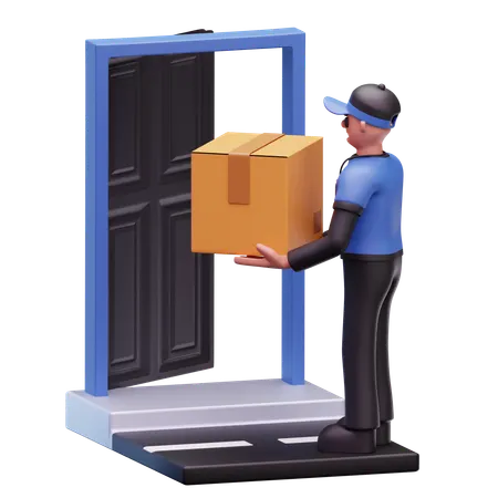 Delivery Man Doing Home Delivery  3D Icon