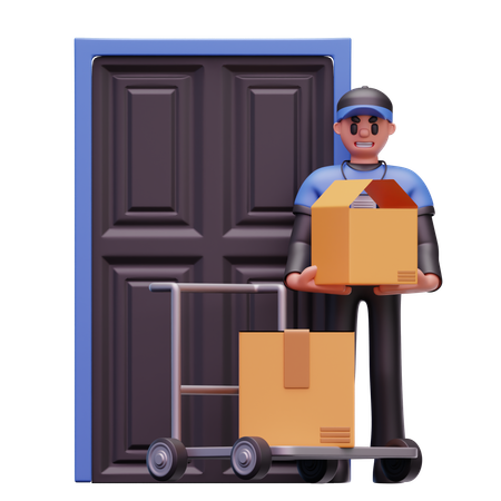 Delivery Man Doing Home Delivery  3D Icon
