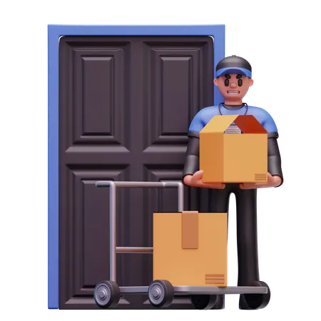 Delivery Man Doing Home Delivery  3D Icon