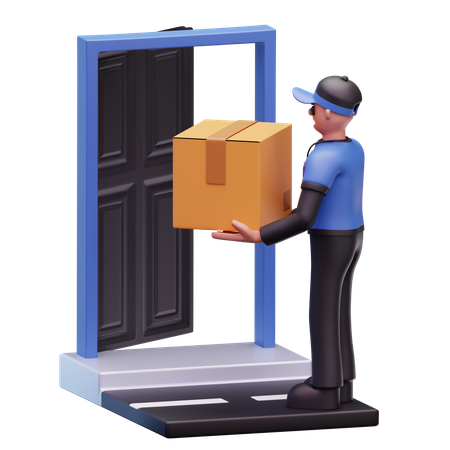 Delivery Man Doing Home Delivery  3D Icon