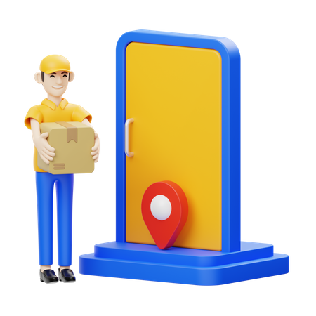 Delivery Man doing home delivery 3D Icon