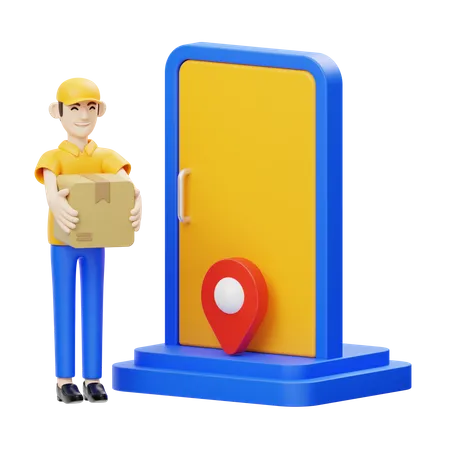 Delivery Man doing home delivery 3D Icon