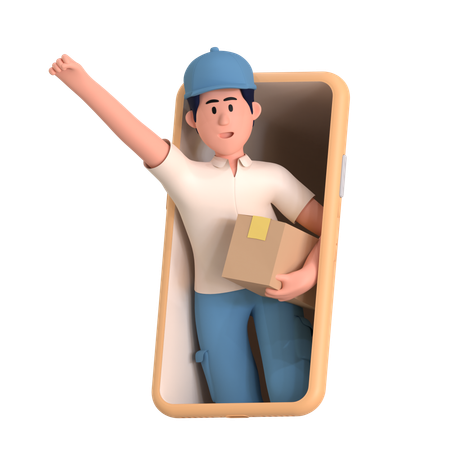 Delivery Man Doing Instant Delivery  3D Illustration