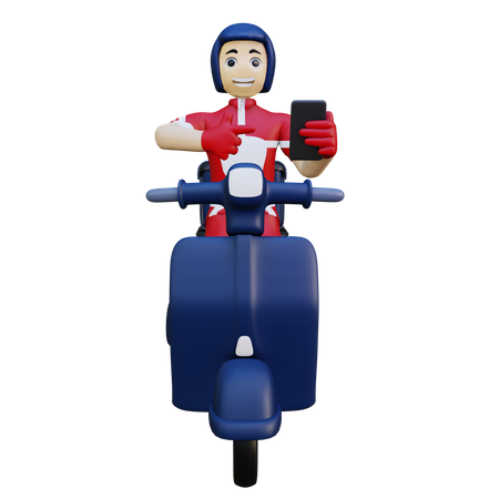 Delivery Man Doing Delivery on Bike  3D Illustration