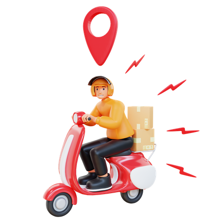 Delivery man doing delivery on location  3D Illustration