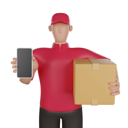 Delivery man doing online delivery  3D Illustration