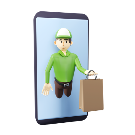 Delivery man doing online delivery  3D Illustration