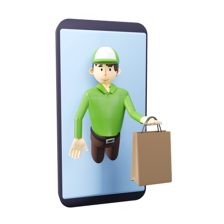 Delivery man doing online delivery 3D Illustration