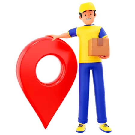 Delivery Man Doing Parcel Tracking  3D Illustration