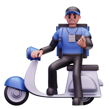 Delivery Man Doing Scooter Delivery  3D Icon